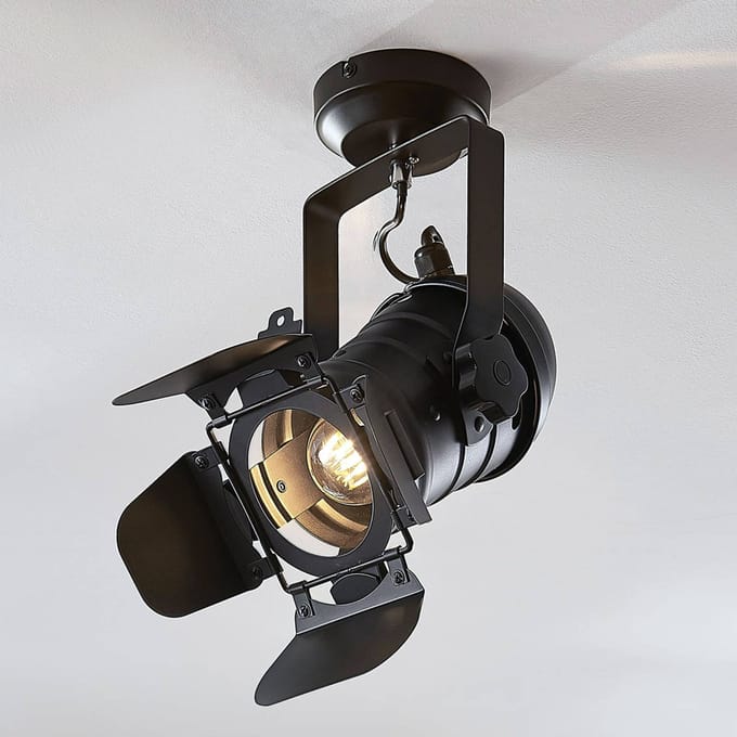 Lindby - plafondlamp - 1licht - Metaal - H: 38 cm - E27 - zwart