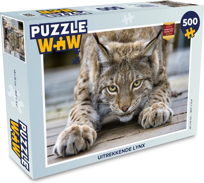 Puzzel Uitrekkende lynx - Legpuzzel - Puzzel 500 stukjes