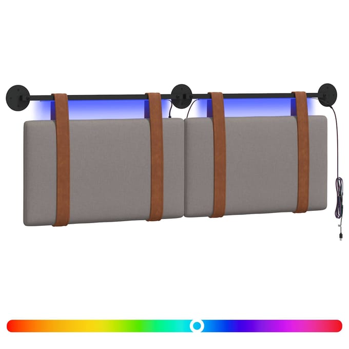 vidaXL - Hangend - hoofdbord - Taupe - Antiek - PU