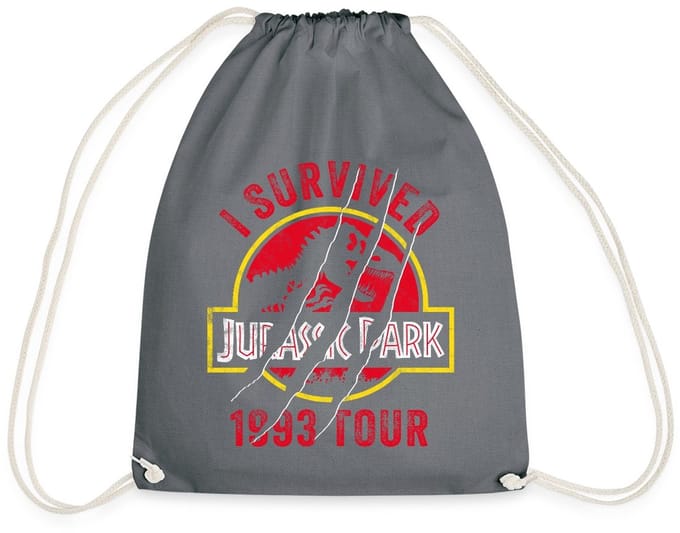 Jurassic Park Bekrast Logo I Survived 1993 Tour Gymtas