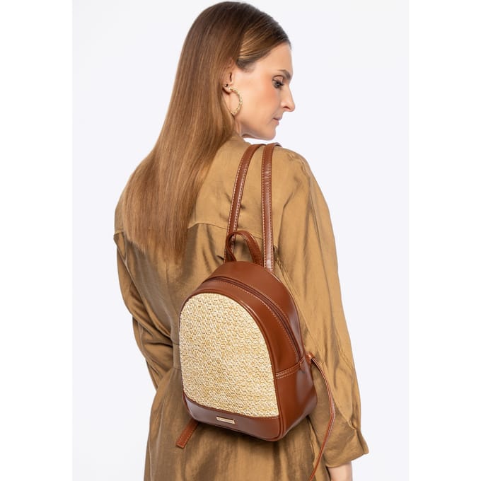 Wittchen - Dames Rugzak - Bruin en Beige - Ecoleder - Met Weefpatroon