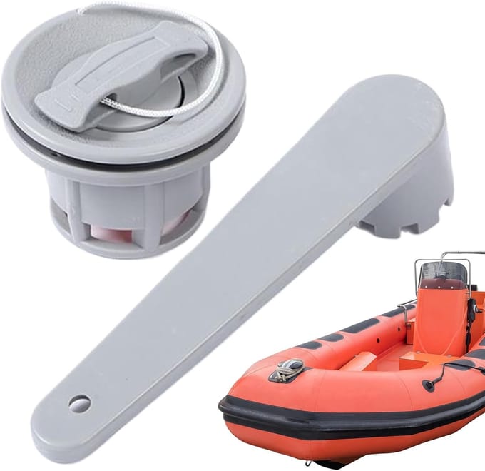 Opblaasbare boot stopcock - Luchtopblaasbare plug - Watersport Onderhoud - Dubbele afdichting - 63 x 39 cm - Grijs