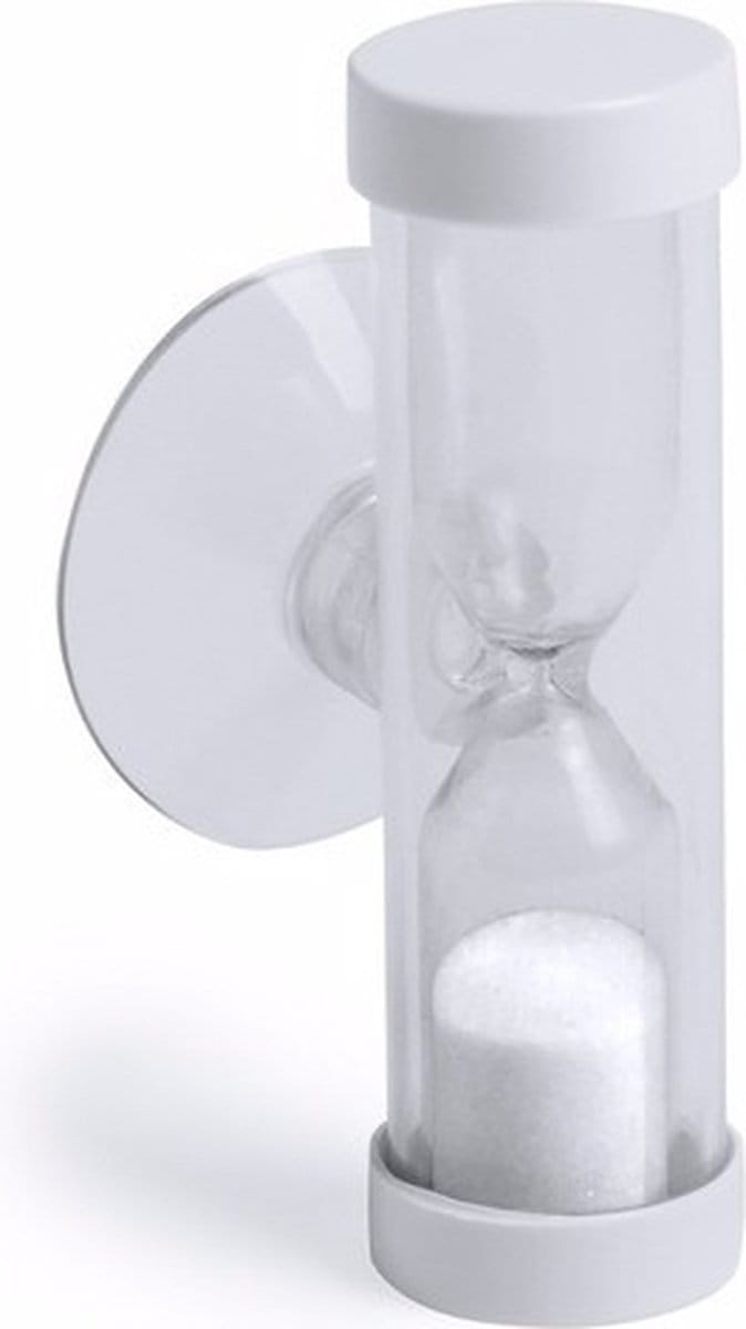 Zandloper - douche - badkamer timer - zuignap - 2 minuten - wit