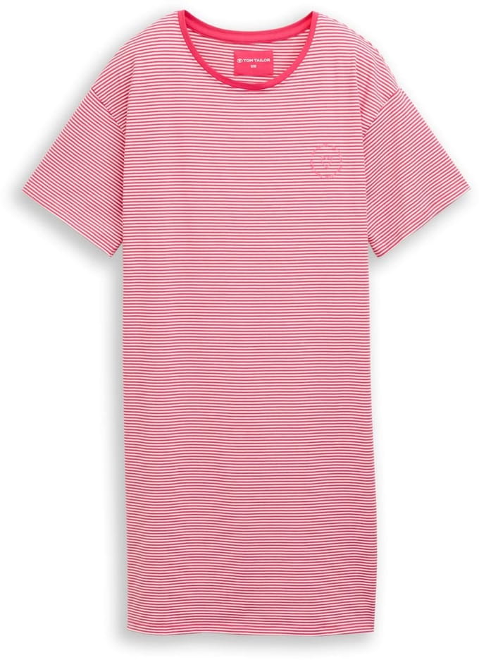 Tom Tailor - Nachthemd met streepjesmotief - Maat 36 - red-medium-horizontal stripe
