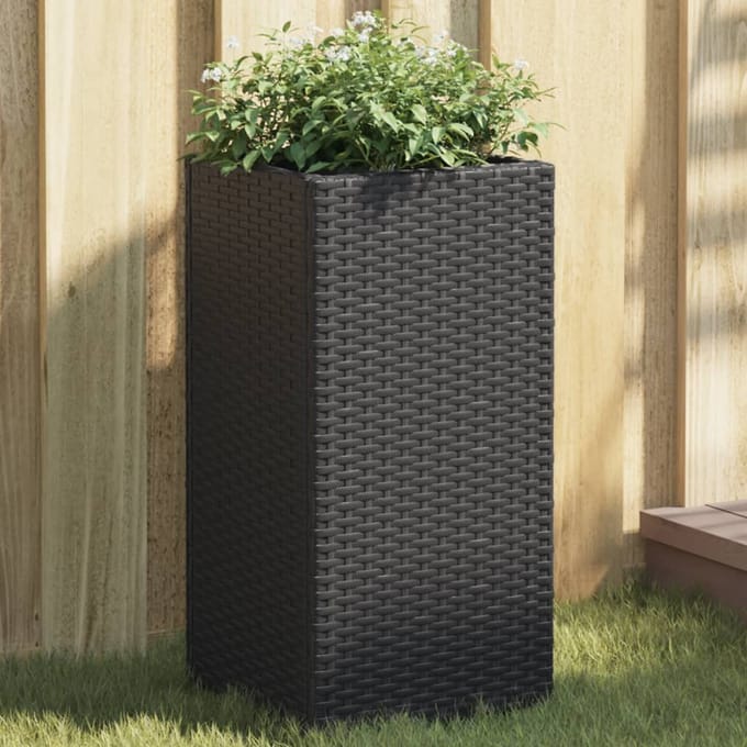 vidaXL - Plantenbak - 30x30x60 - cm - poly - rattan - zwart