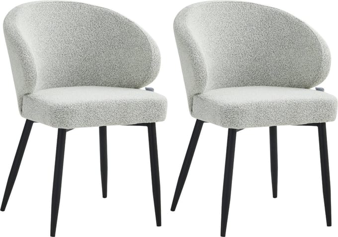 Colenis® - Ruby Eetkamerstoel - Set Van 2 – Ecru – Bouclé - Design