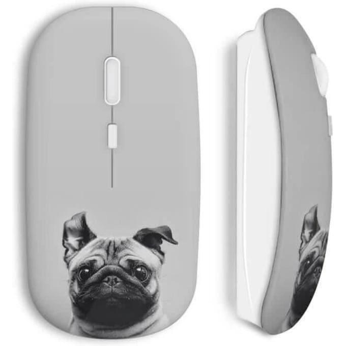 Draadloze muis Hond bulldog schattig zwart wit