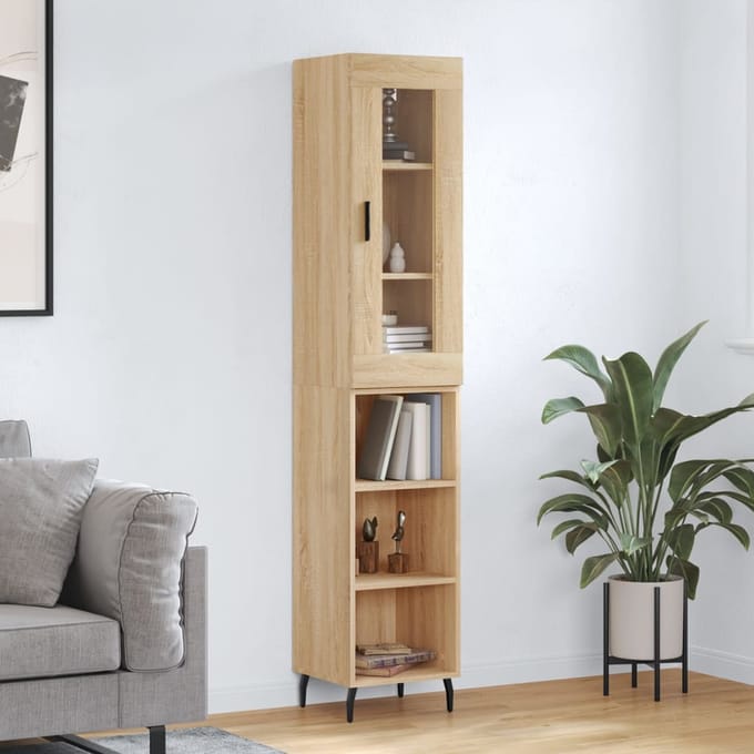 vidaXL - Hoge - kast - 34,5x34x180 - cm - bewerkt - hout - sonoma - eikenkleurig