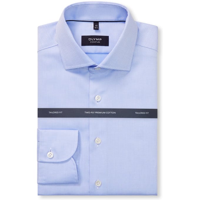 OLYMP Signature Overhemd, Tailored Fit, Signature Kent, Bleu
