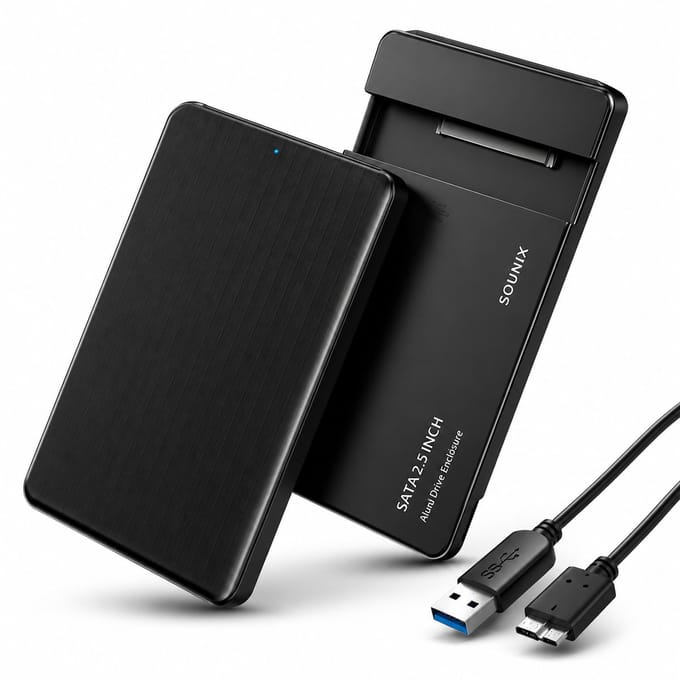 Sounix USB 3.0 Harde Schijf Behuizing - 2,5 inch - 5Gbps - SATA HDD/SSD - Zwart