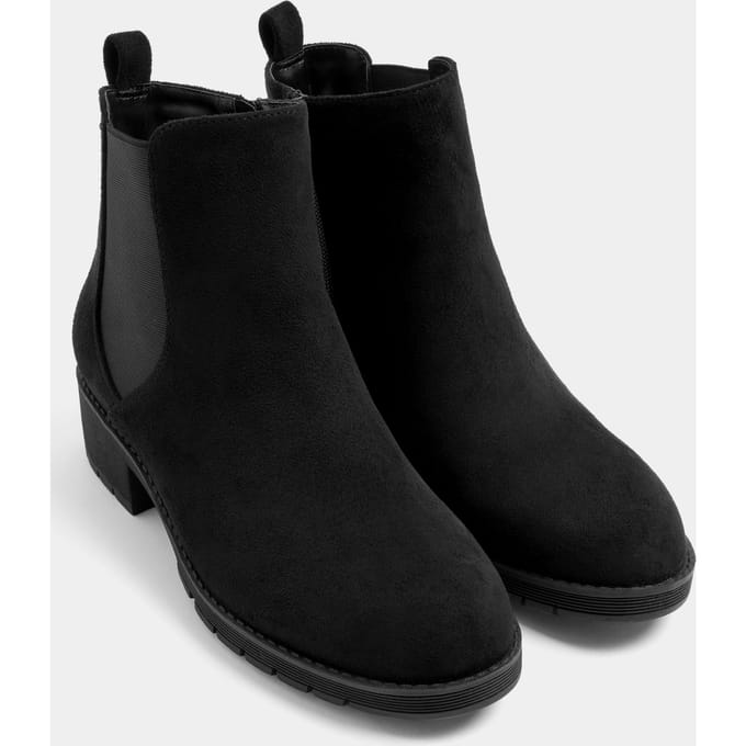 Yours Zwarte Imitatiesuède Chelsealaarzen In Brede Epasvormsize 39E