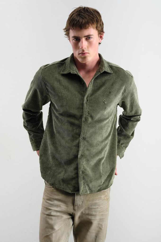 Oversized Corduroy Lange Mouw Overhemd met Knopen