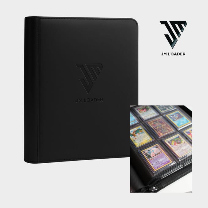 JM Loader - Luxe verzamelmap Toploader binder - Map voor 252 Pokemon kaarten in toploader - Geschikt als pokemon verzamelmap - Zwart