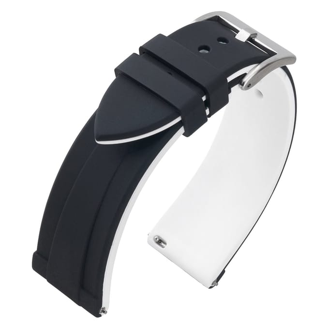 Silicone Rubberen Horlogeband - Makkelijk Zelf te Monteren - Zwart Wit 22mm