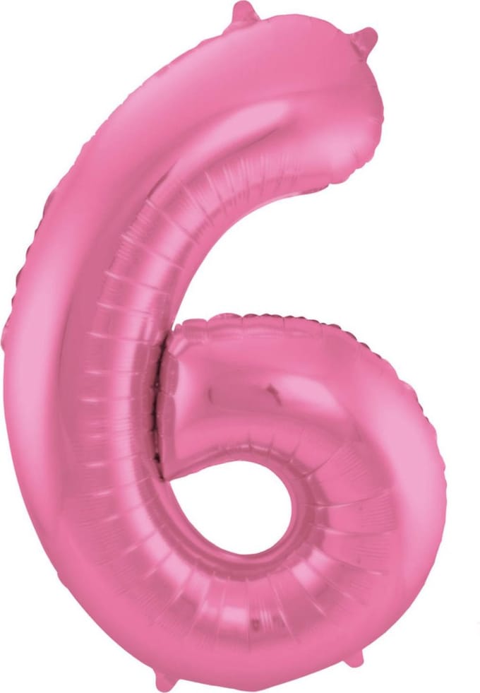 Folat - Folieballon Cijfer 6 Roze Metallic Mat - 86 cm