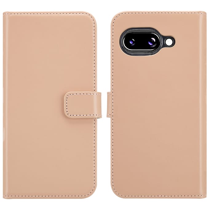 Selencia Hoesje - Geschikt voor Google Pixel 9a - Echt Lederen Bookcase - Dusty Pink