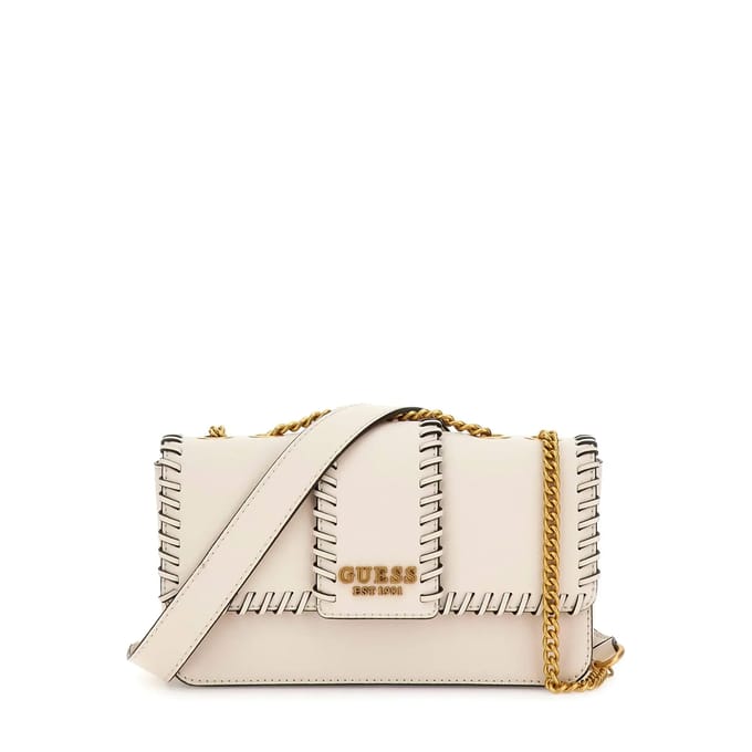 GUESS Schoudertas Libera Tri Compartment Crossbody Flap Stone Crème