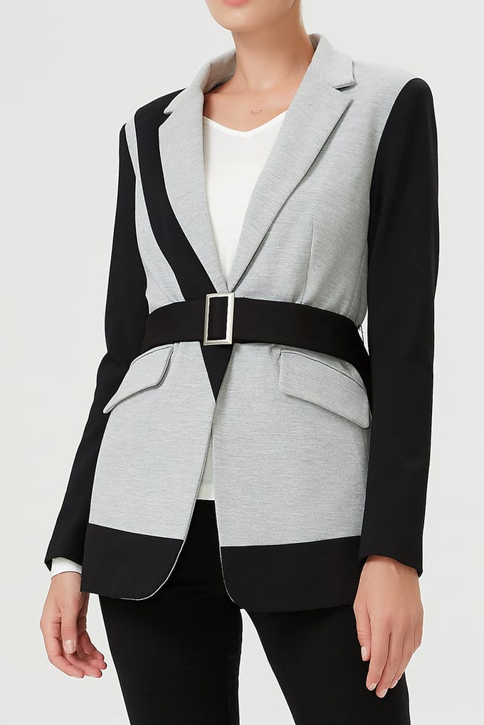 Kleurblok Blazer in Jersey