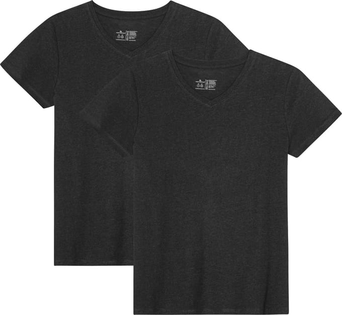 DANISH ENDURANCE T-Shirt - V-Hals - Dames - Zwart - 2-pack - Maat M