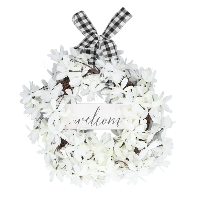 Couronne de cornouiller blanc artificiel Simulation Couronne vibrante Décoration pour la maison Porte white