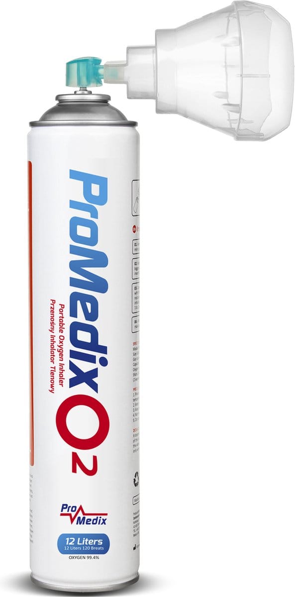 Draagbare zuurstofinhalator in een blik 99,4% O2 12L Promedix PR-994