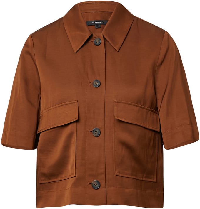 Korte boxy jas in lin-viscose mix met knoopsluiting dames COMMA