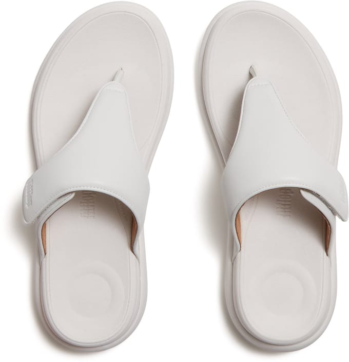 FitFlop F-Mode Go Adjustable Flatform Toe-Post Sandals Dames Slippers - Urban Wit