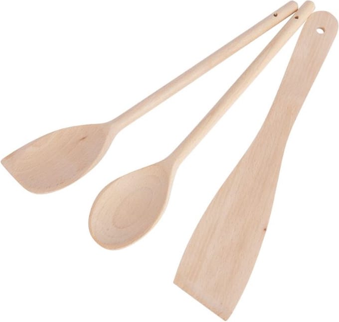KitchenCraft Set van 3 houten lepels / keukengerei - Kitchen Craft