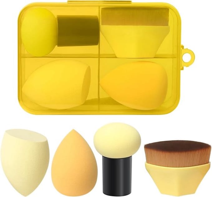 4-delige Make-upborstelset: Kabuki, Blush en Concealer Borstels