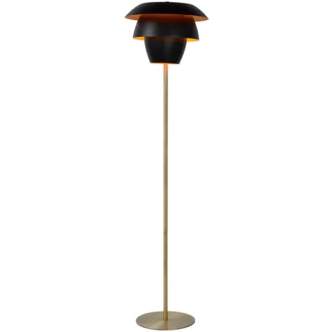 Lucide Vloerlamp Jericho - Zwart Messing - Diam. 38cm - E27 Fitting