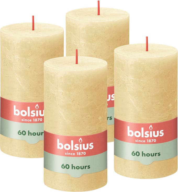 Bolsius Rustieke Kaars - 4 Stuks - Oat Beige - 13cm - 60 branduren