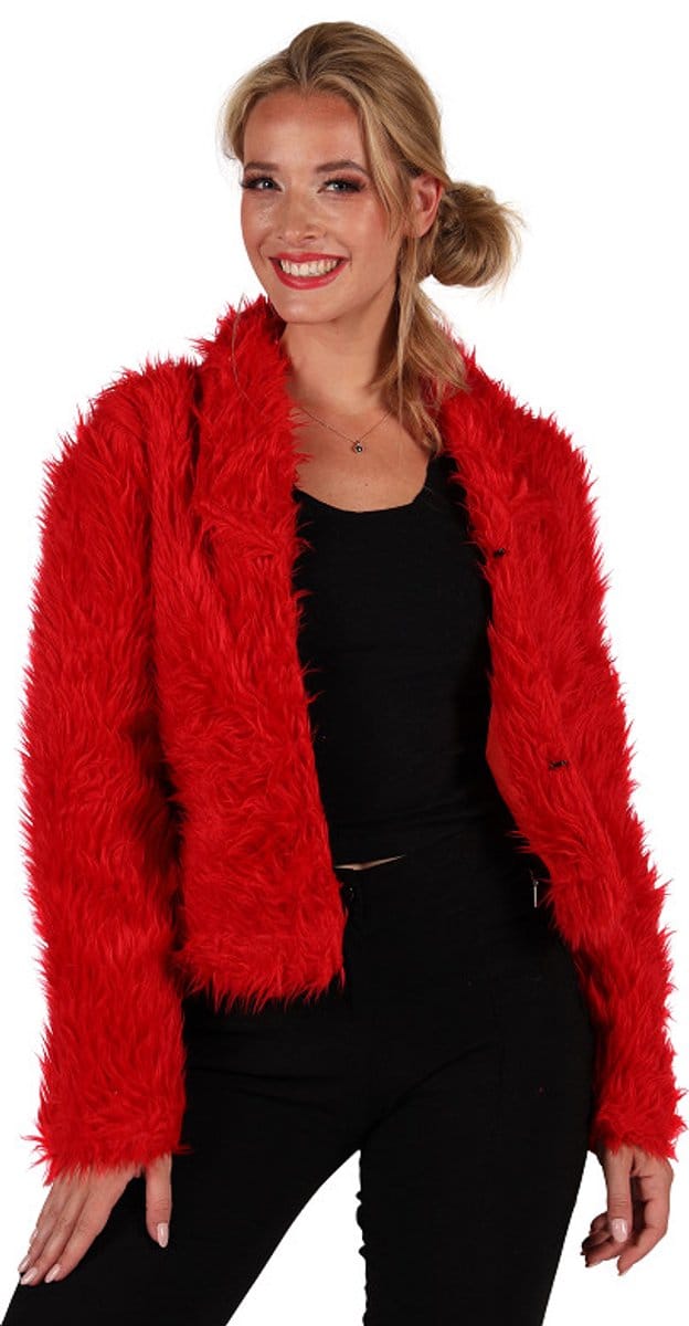 Bontjasje Rood - Zachte Pluche Jas - Dames - Maat XL/XXL