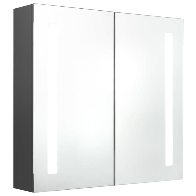 vidaXL - Badkamerkast - met - spiegel - en - LED - 62x14x60 - cm - grijs