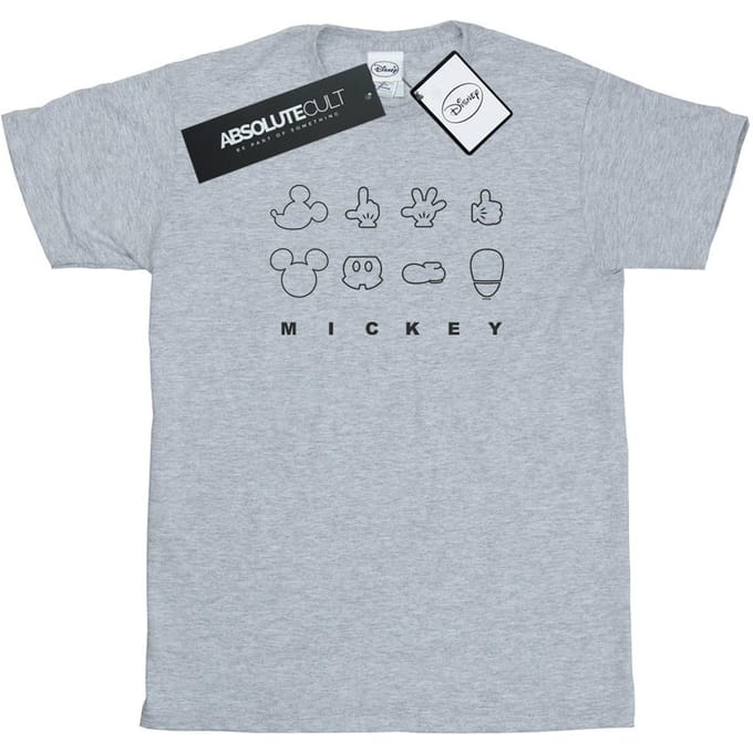 Disney Heren Mickey Mouse Deconstructed T-shirt (Sportgrijs)