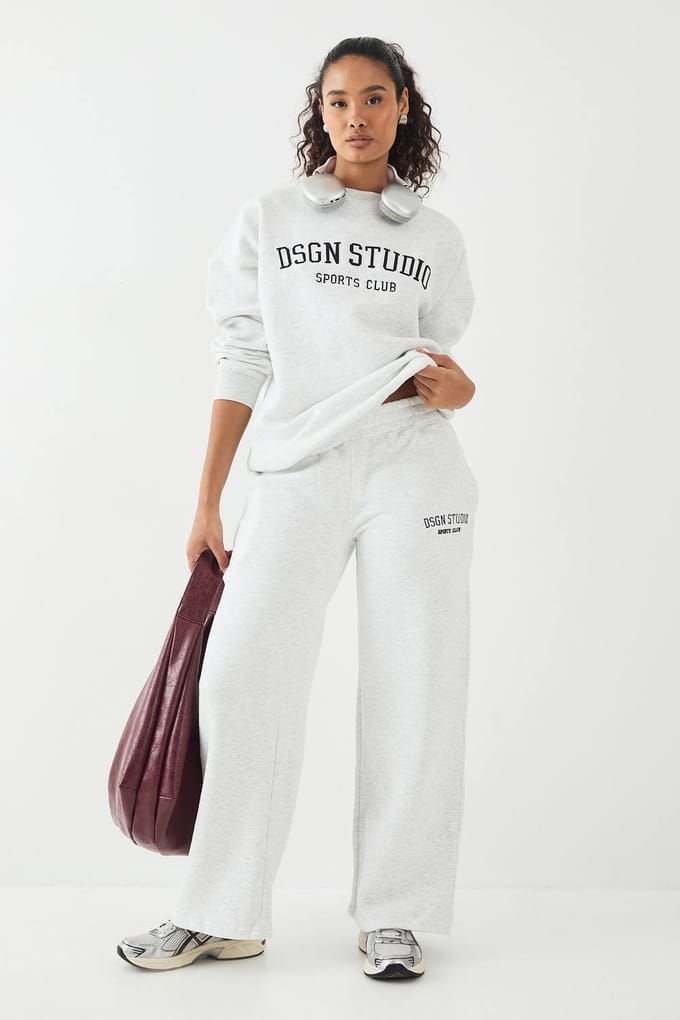Dames DSGN Studio Applique Rechte Pijp Joggingbroek | Asgrijs | Maat: Medium