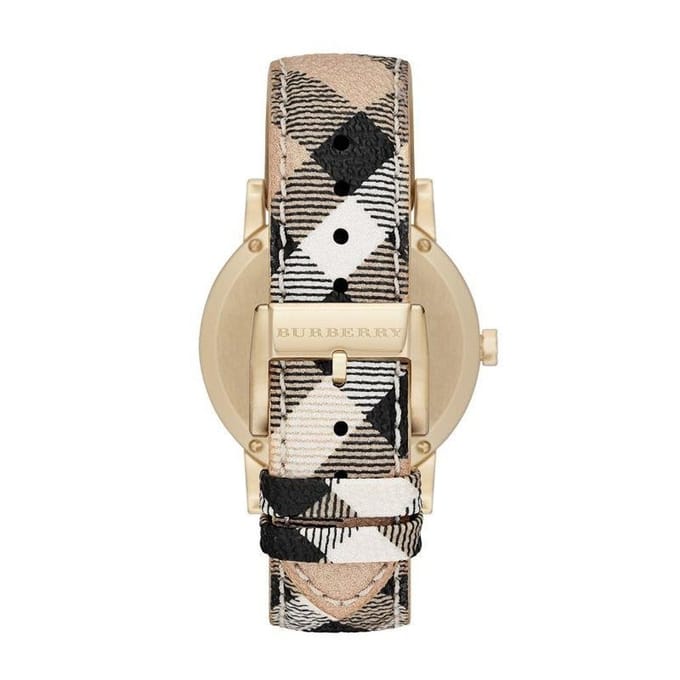 Burberry BU9026 The City Champagne Dial Check Strap dameshorloge