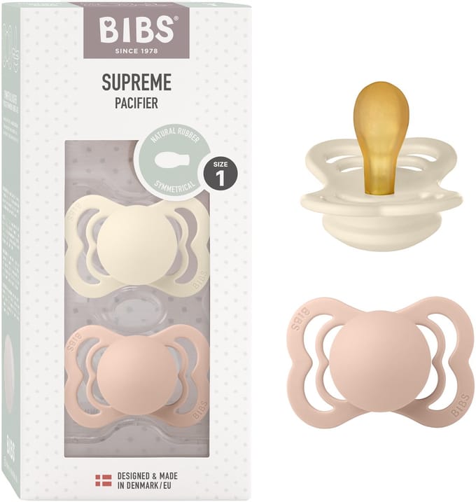 BIBS Supreme Fopspeen - 0-6 mnd - 2-pack - Symmetrisch - Ivory/Blush