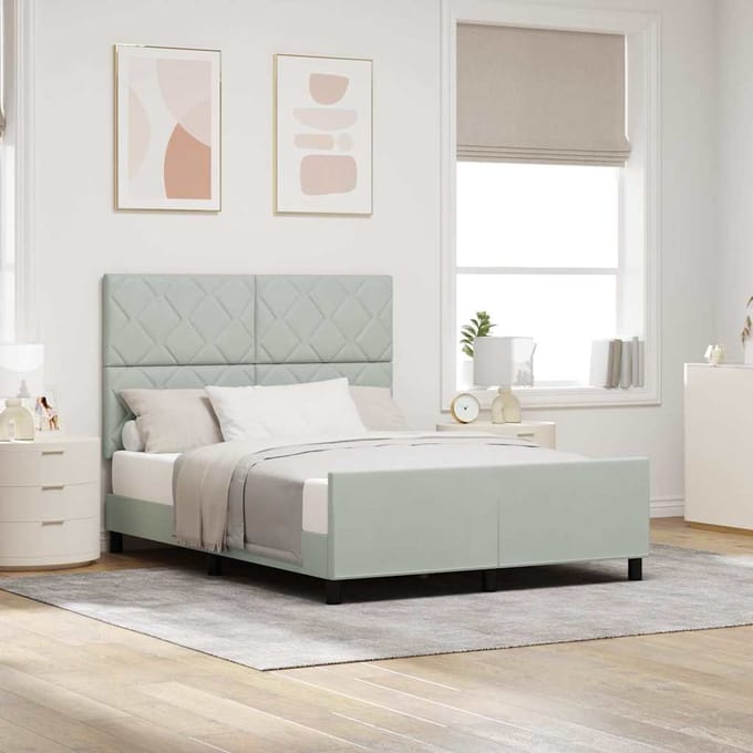 vidaXL - Boxspring - bed - met - hoofdeinde - Lichtgrijs - 140 - x - 200 - cm - Fluweel
