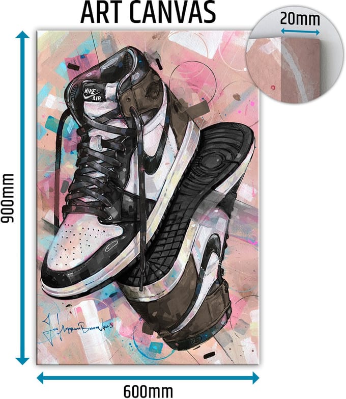 Sneaker canvas upside down dark mocha 60x90 cm