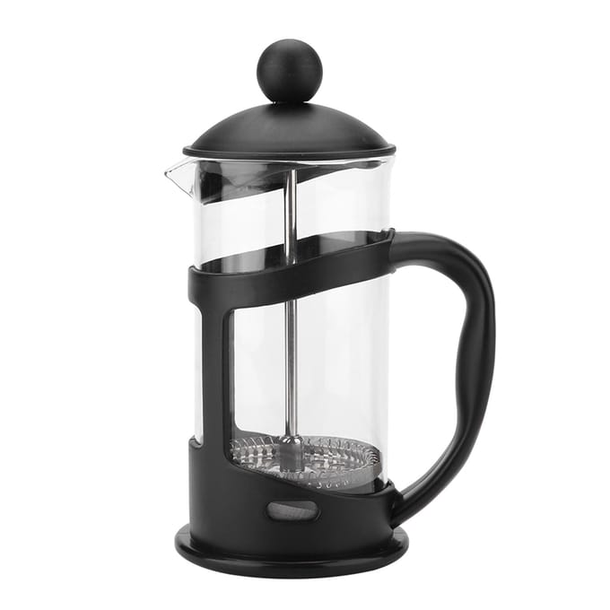 Draagbare Roestvrij Staal Glas Cafetière French Press Maker Huis Kantoor Thee Koffiepot(600ml) black