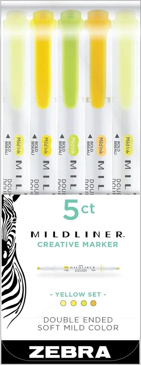 Highlighter–Mildliner Yellow 5 stuks Zebra