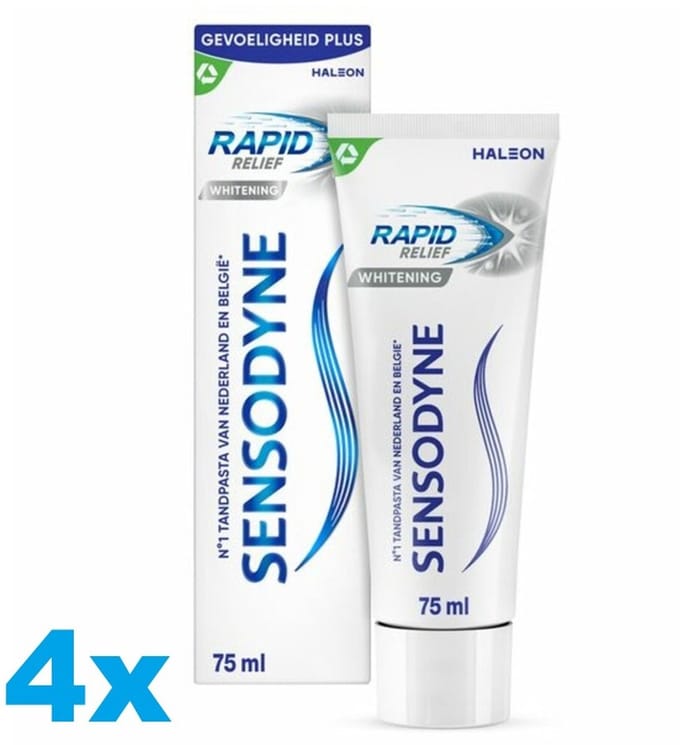 Sensodyne - Tandpasta - Rapid Relief - Whitening - 75ml x 4