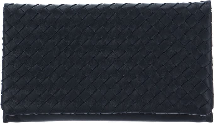 abro Leren Koppeling Avondtas Leather Piuma Weaving Clutch Bag Navy Blauw