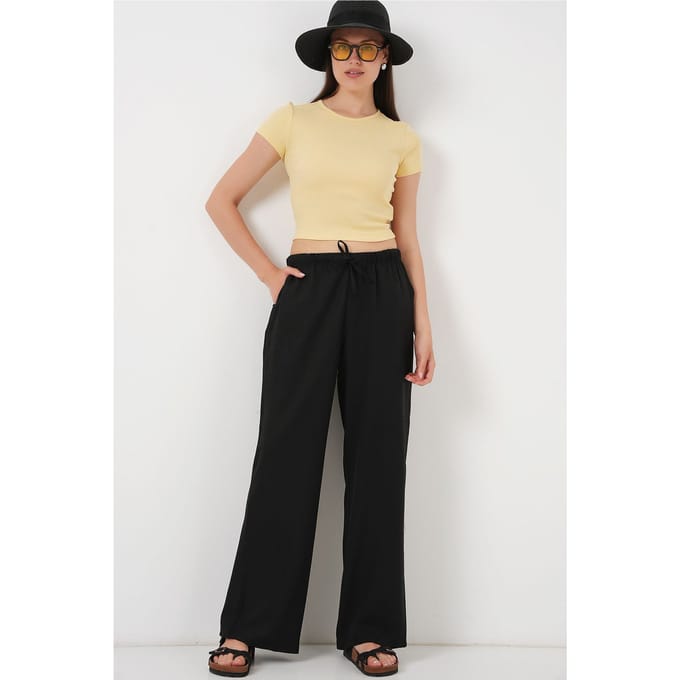 Brede Loose Fit Broek met Trekkoord
