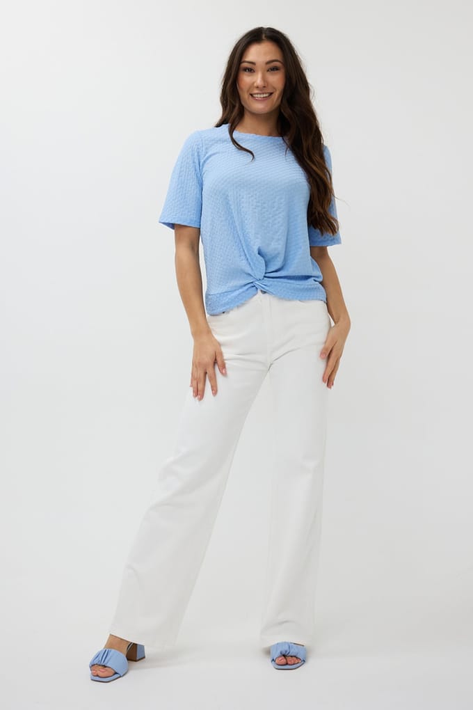 EsQualo Top S/slve Knot Structure Sky Blue Taglia: S | Magliette intime Outlet | Donna | Blu