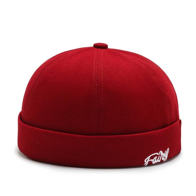 Heren Docker Cap Hoed zonder Klep Skullcap Werkers Zeemansmuts Opgerolde Rand Retro Muts Adjustable red