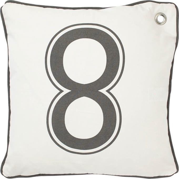 Dutch Decor RUDDER - Kussenhoes 45x45 cm - met nummer 8 - donkergrijs - met rits