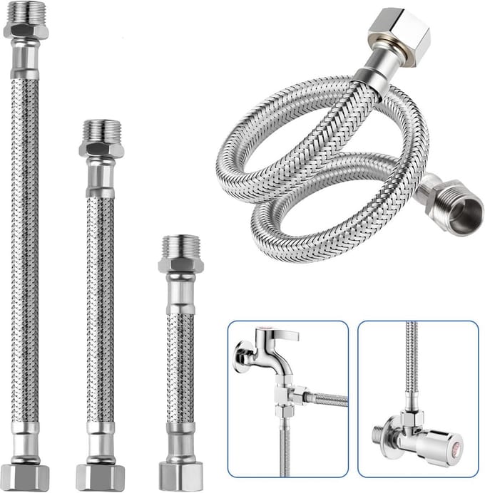2x Flexibele Aansluitslang RVS 3/8 Inch (60 cm) voor Kraan en Bidet