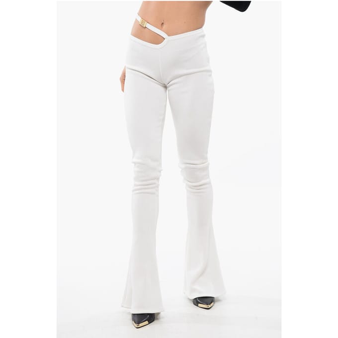Uitlopende legging met uitsparing in beige