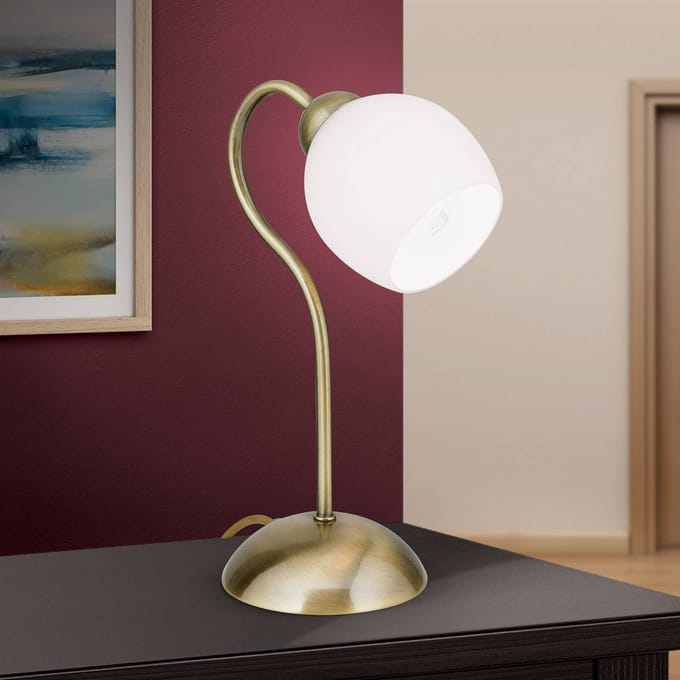 ORION Doma tafellamp, antiek messing, hoogte 30 cm, glas
